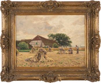 Bauern bei der Getreideernte by 
																			Wilhelm Fritzel