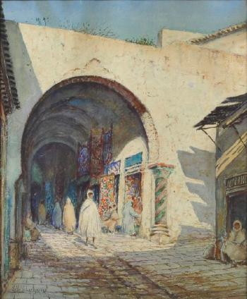 Orientalische Straßenszene by 
																			Evan de Lapeyriere