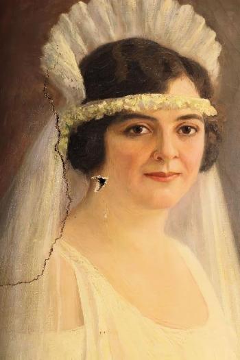 Life Size Wedding Portrait of a Syrian-American Bride of the Mabarak Family by 
																			Nicolas S Macsoud