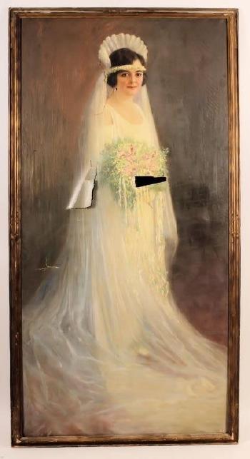 Life size wedding portrait of a Syrian-American bridge of the Mabarak Family by 
																			Nicolas S Macsoud
