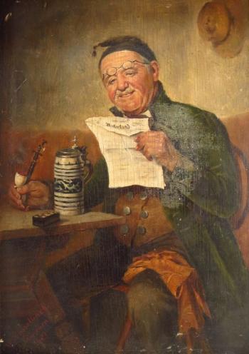 Gentleman reading paper by 
																			Wilhelm Hasselbach