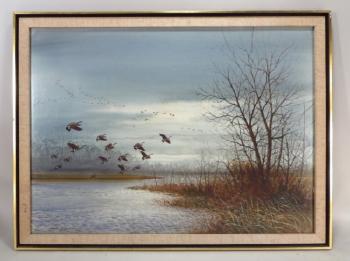 Taking off- Canadian geese by 
																			William P Tyner