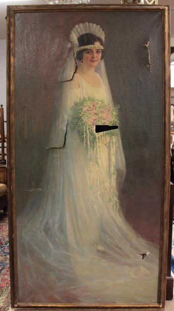 Life Size Wedding Portrait of a Syrian-American Bride of the Mabarak Family by 
																			Nicolas S Macsoud