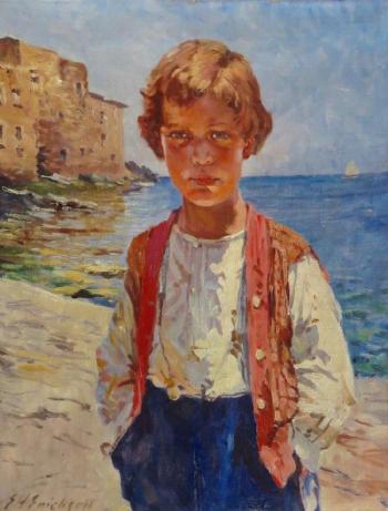 Boy on beach by 
																			Sjogren Erichson