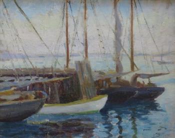 Boats at Wharf by 
																			Vollian Burr Rann