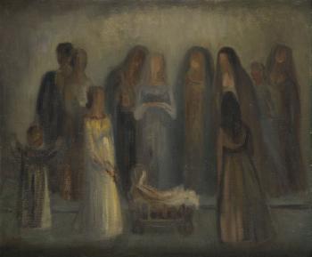 Women Gathered around Trolley by 
																			Ludwik Lille