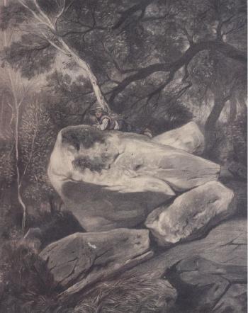 Jeune garçon allongé sur un rocher by 
																	Celestin Francois Nanteuil