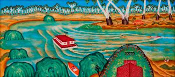 House Boat, Murray River, Victoria by 
																	William E Yaxley