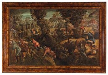 The Battle between the Philistines and the Israelites by 
																			 Tintoretto