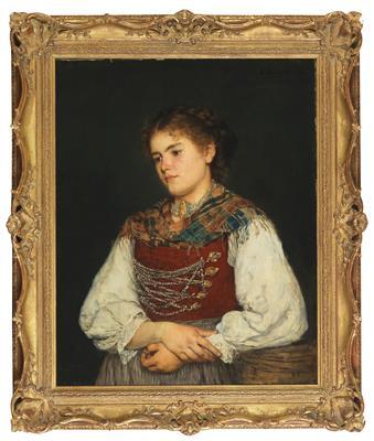 A girl in traditional costume by 
																			Eduard Kurzbauer