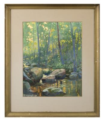 Forest interior with stream bed by 
																			Alfred J Dewey