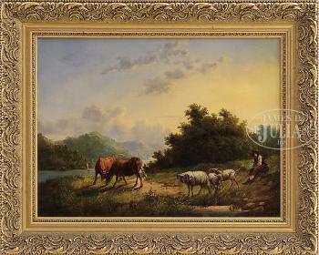 Pastoral landscape on the Hudson by 
																	William C A Frerichs