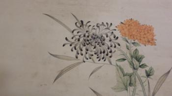 Arrangement of flowers held within a handled basket by 
																			 Emperor Guangxu