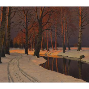 Winter Sunset by 
																	Mikhail Mikhailovich Guermachev