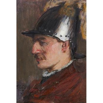Head of a soldier by 
																			James Guthrie