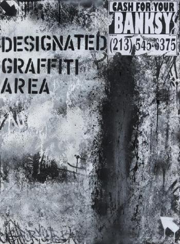 Designated graffiti area, cash for your Banksy by 
																			 Mad One
