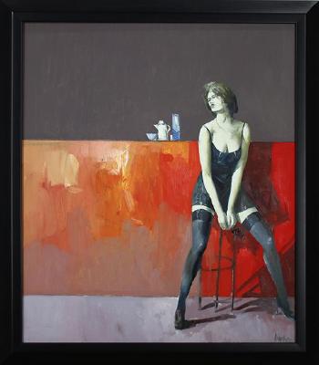 Woman on a stool by 
																			Antonio Tamburro