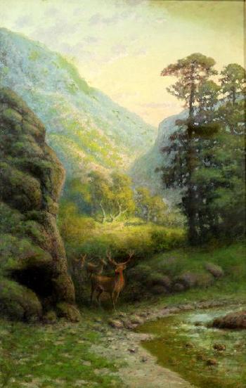 Deer in the foothills by 
																			Carl Christian Dahlgren