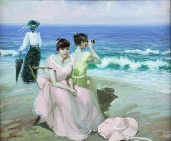 Ladies on the beach by 
																			Juan Soler Puig