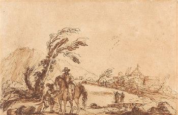 Landschaft mit Reiter by 
																	 Il Falsario di Guercino