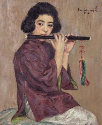 A flute player by 
																	 Fang Junbi