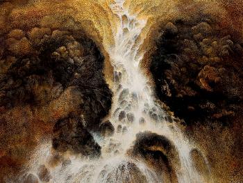 Mountain waterfall by 
																	 Wang Jianan