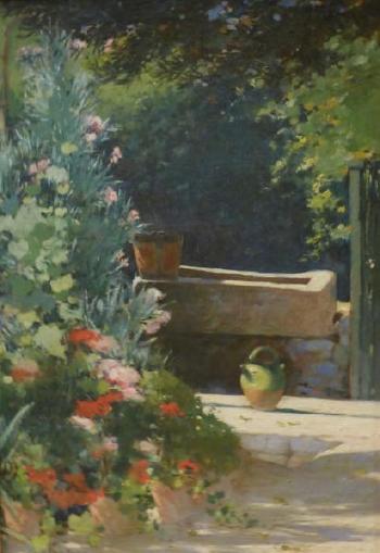Fontaine dans un jardin by 
																	Antonin Marius Auguste Roux-Renard
