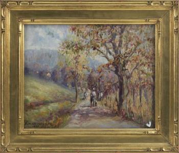 Figures on a country path by 
																			E W Von Obenauer