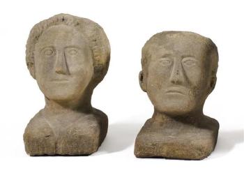 Busts of a man and a woman by 
																			Silvio Zoratti