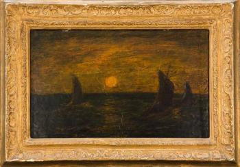 Ships at dusk by 
																			Albert Pinkham Ryder