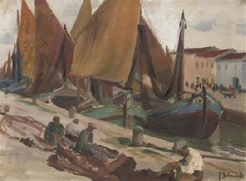 Fishermen in the Harbour by 
																	Frantisek Zikmund