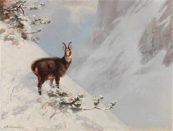 Chamois in the High Mountains by 
																			Carl Ritter von Dombrowski
