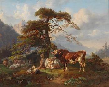 On the Alpine Pasture by 
																			Joseph Heicke
