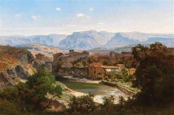 Landscape with Village by 
																			Joseph Quinaux