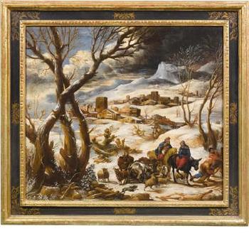 A winter landscape with the Flight into Egypt by 
																			 Italian-Flemish School