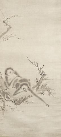 Gibbons reaching for the Moon's Reflection by 
																			Kaiho Yusho