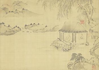Distant View from a Riverside Pavilion by 
																			Ikeno Gyokuran