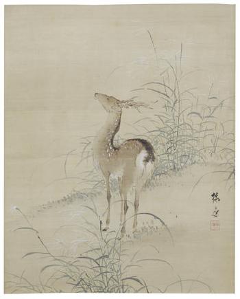 Deer and Grasses by 
																			Yamamoto Baiitsu