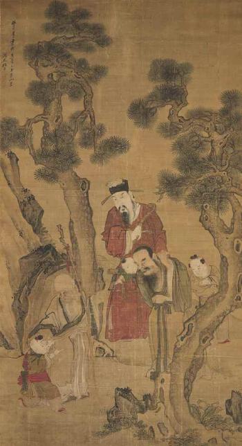 Three Deities and Boys by 
																	 Yao Nian