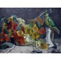 Still Life (Flowers and Budgie) by 
																			Clara Hagarty