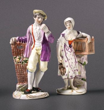 Two Ludwigsburg figures of a poultry seller and a fruit seller by 
																	 Porzellan-Manufaktur Ludwigsburg