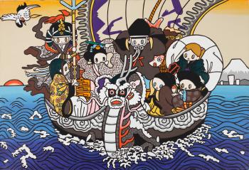 Seven Lucky Gods On Dragon Boat by 
																	 Maki Hosokawa