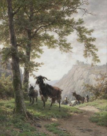 Untitled (Goat herd on the hillside) by 
																			Andre Plumot