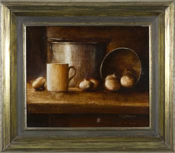 Still-life with onions by 
																			Fritz Jakobsson