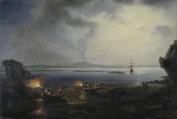 Notturno sul Golfo di Napoli by 
																	Joseph Rebell
