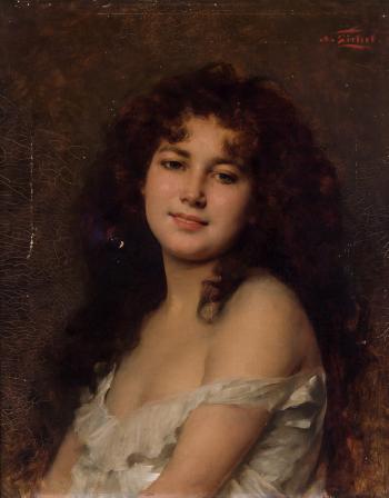 Portrait of a young woman by 
																			Nathaniel Sichel