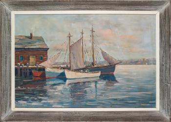 Ships in harbor by 
																			J J Enwright