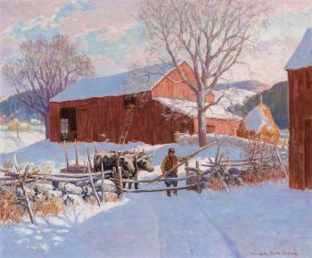 New England Farm in Snow by 
																			Winfield Scott Clime