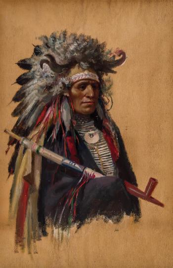 Portrait of a Plains Chief by 
																			Alexander F Harmer