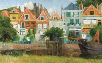 Huizen langs het kanaal, Holland by 
																	Albert Baertsoen